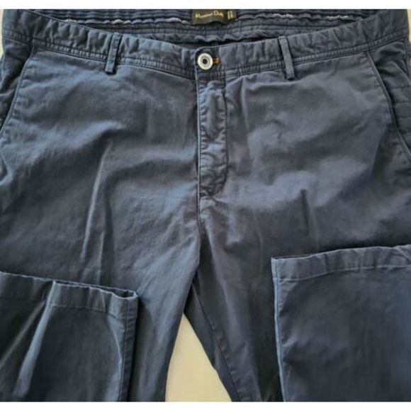 Massimo Dutti Mens Slim Fit Chino Blue Navy Trousers‎ Pants Stretch 38 26 - Picture 5 of 9